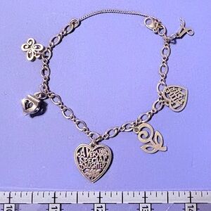 James Avery Medium Twist Charm Bracelet with 2 Retired Charms and 4 others